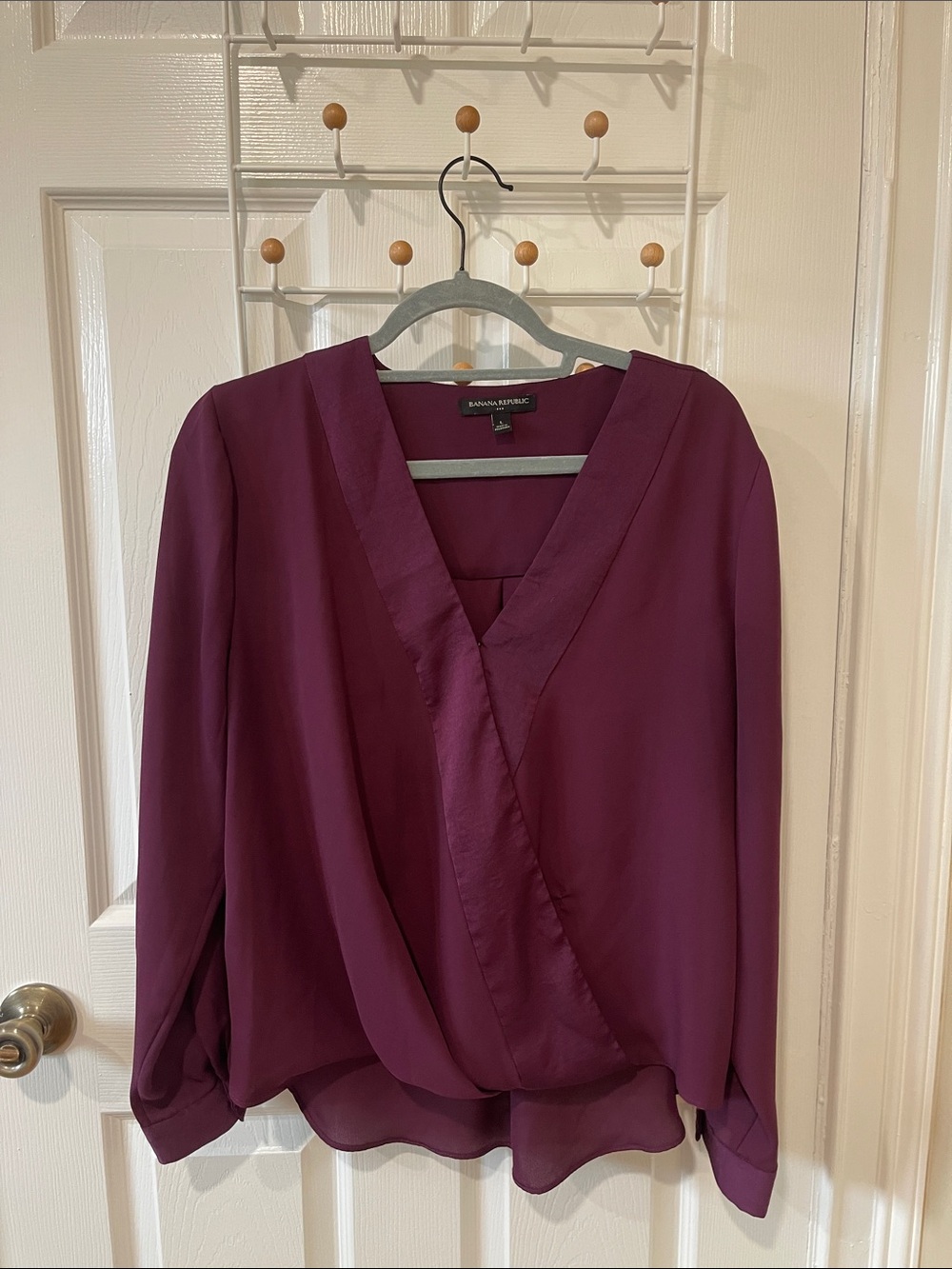 Banana Republic Deep Plum Wrap-Front Blouse